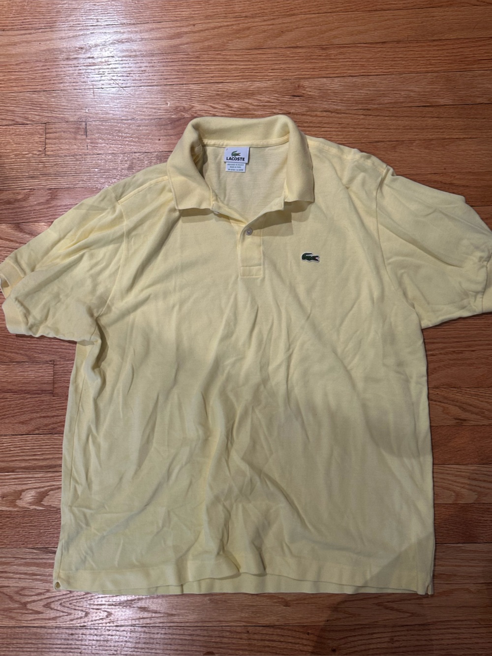 Lacoste Men's Pale Yellow Cotton Polo with Crocodile Logo